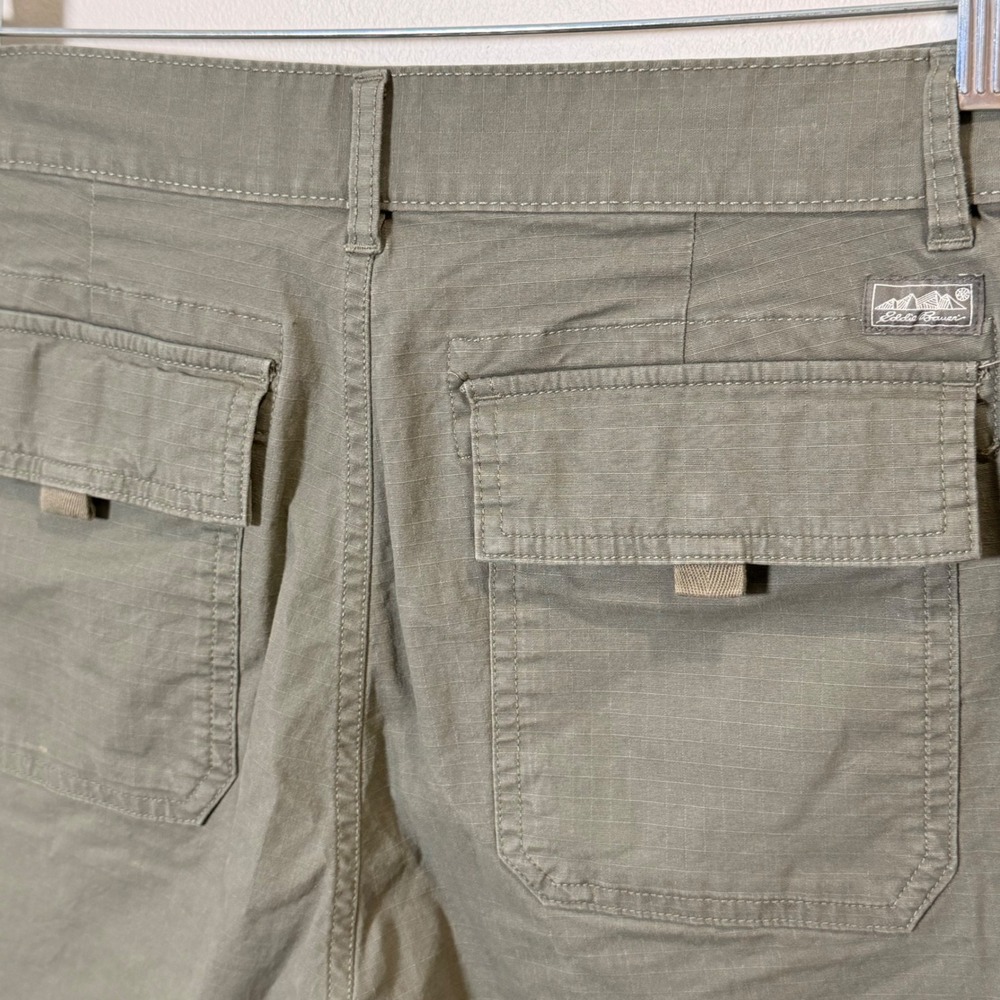 Eddie Bauer Hiking Ripstop Utility Short 5" Outdoor (12) Olive Cotton Stretch - Picture 12 of 12